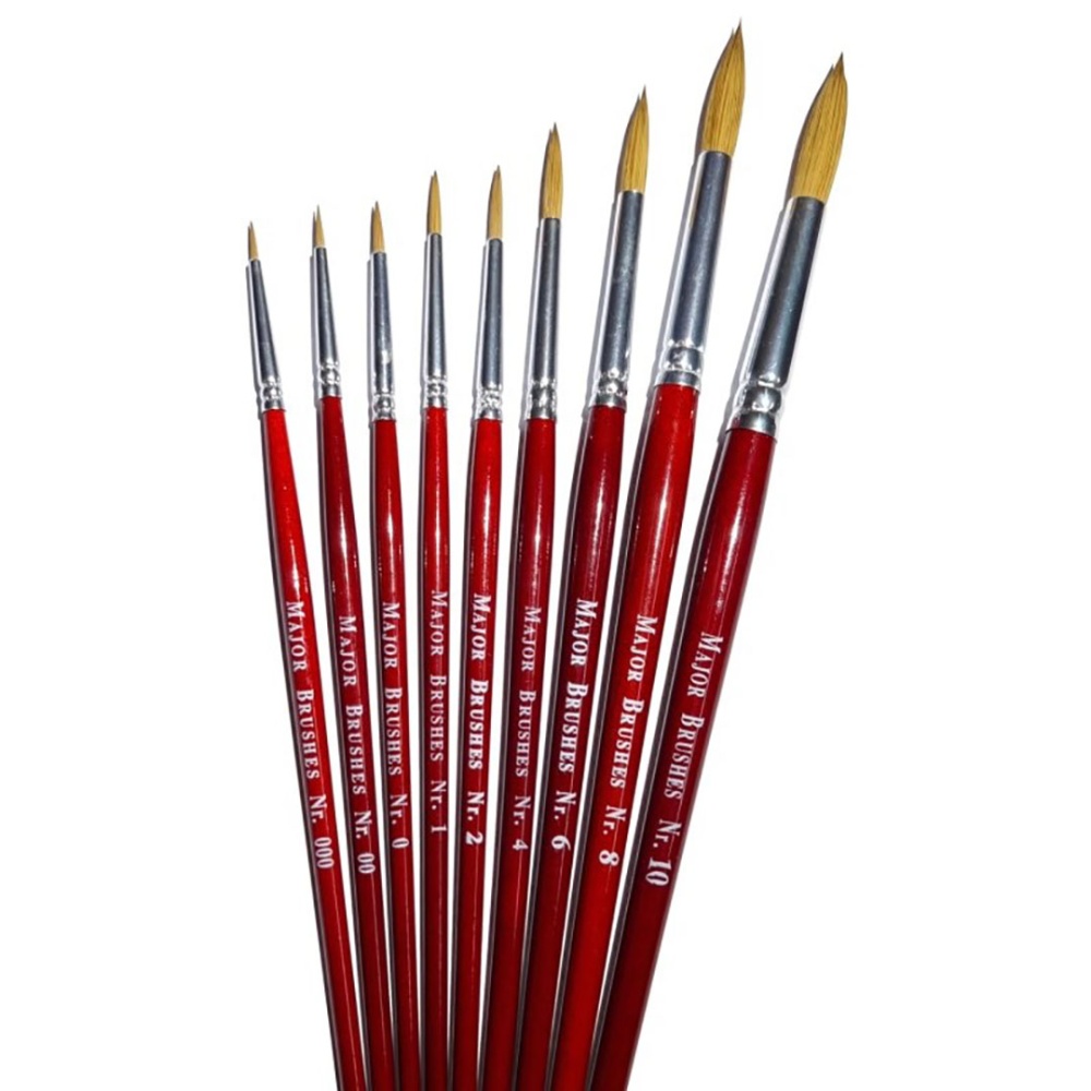 Sable Paint Brushes (red handle)